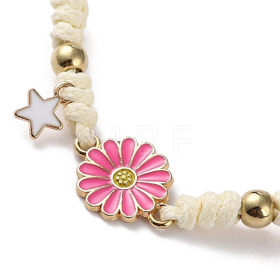 Sunflower Alloy Enamel Charms Braided Bracelets BJEW-A016-02-1