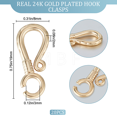 20Pcs Brass Hook Clasps KK-BBC0009-29-1