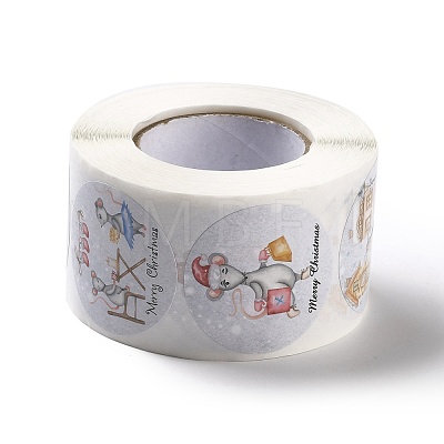 Christmas Themed Flat Round Roll Stickers DIY-B045-03-1