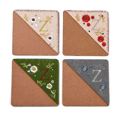 4Pcs Letter Personalized Hand Embroidered Corner Bookmarks JX587Z-1