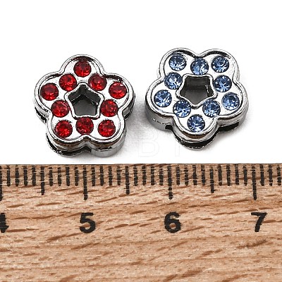 Alloy with Rhinestone Slide Charms RB-NH0002-04P-1