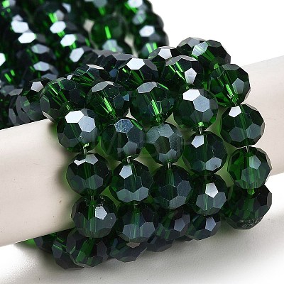 Faceted(32 Facets) Electroplate Glass Bead Strands X-EGLA-R015-8mm-17-1