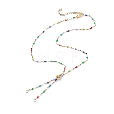 304 Stainless Steel Colorful Enamel Link Chain Slider Necklace Makings AJEW-JB01267-1