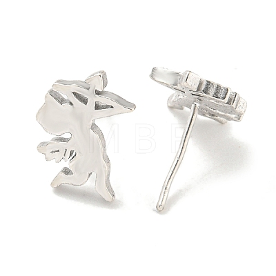 Rack Plated Cupid Angel Brass Stud Earrings for Women EJEW-Z048-05P-1