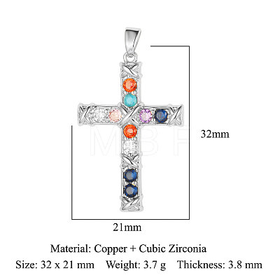 Brass Micro Pave Colorful Cubic Zirconia Pendants ZIRC-OY006-01P-1