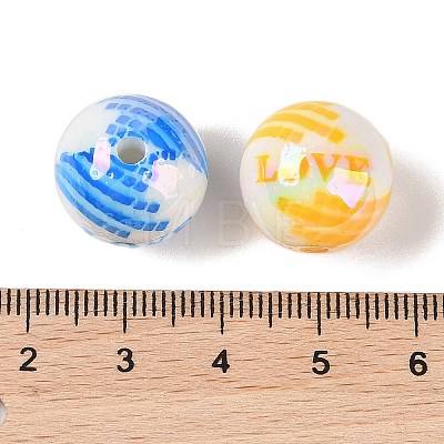 10Pcs Opaque Plating Colours Love Acrylic Beads OACR-S146-03-1