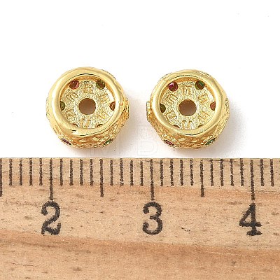 Brass Micro Pave Cubic Zirconia Beads KK-P290-53G-1