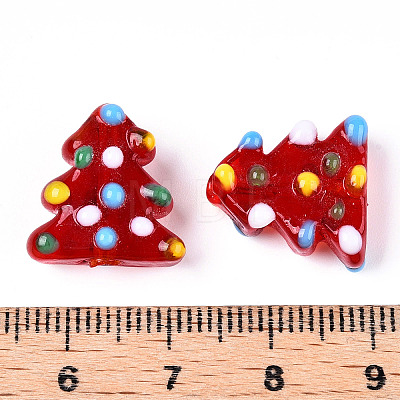 Christmas Theme Handmade Lampwork Bumpy Beads LAMP-G142-06-M-1