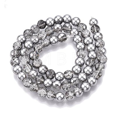 Electroplated Crackle Glass Beads Strands EGLA-N014-6mm-03-1