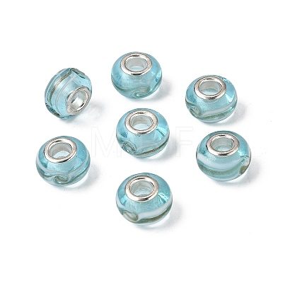 Rondelle Handmade Gold Sand Lampwork European Large Hole Beads LPDL-R007-07B-1