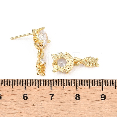 Brass Micro Pave Cubic Zirconia Dangle Stud Earrings EJEW-F405-24G-02-1