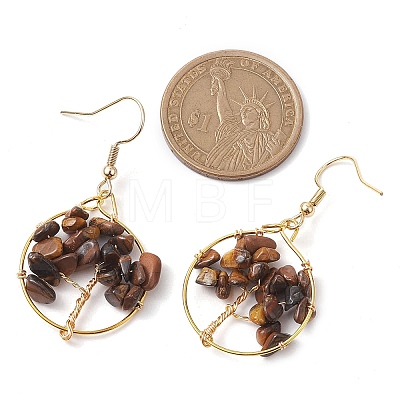 Natural Tiger Eye Chips Dangle Earrings EJEW-JE05726-03-1