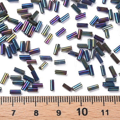 Metallic Colours Glass Bugle Beads SEED-N005-001-D04-1