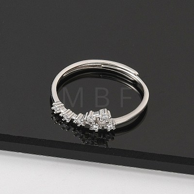 Constellations Rhodium Plated 925 Sterling Silver Micro Pave Clear Cubic Zirconia Adjustable Rings for Women RJEW-P130-01P-G-1