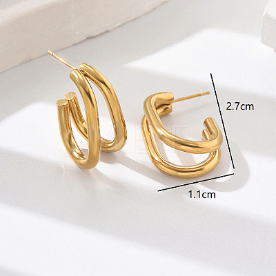 Geometric Outline Design 304 Stainless Steel Double-layer Stud Earrings for Women SL0180-1-1