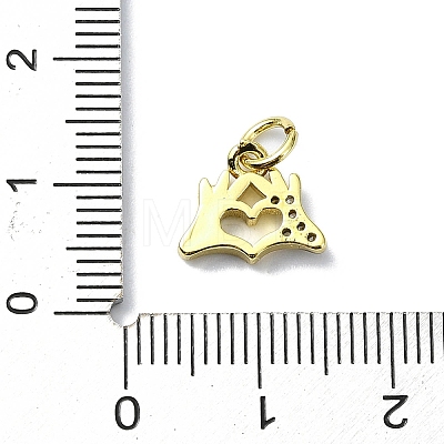 Heart Theme Brass Micro Pave Cubic Zirconia Charms KK-H475-56G-02-1