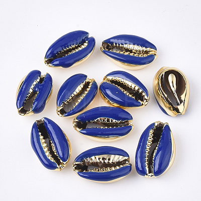 Electroplated Cowrie Shell Beads SSHEL-T008-11G-01-1