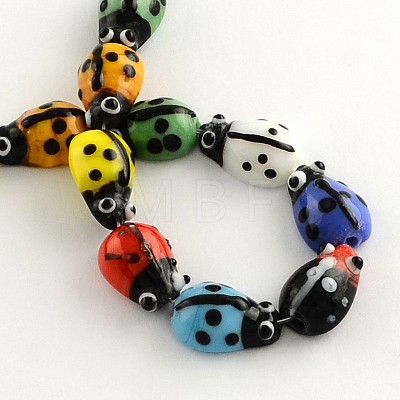 Ladybug Handmade Lampwork Beads Strands LAMP-R004-03-1