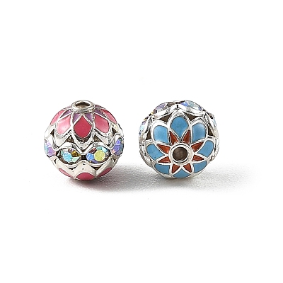 Brass & Alloy & Rhinestone Enamel Beads RB-CBA973B-11C-P-1