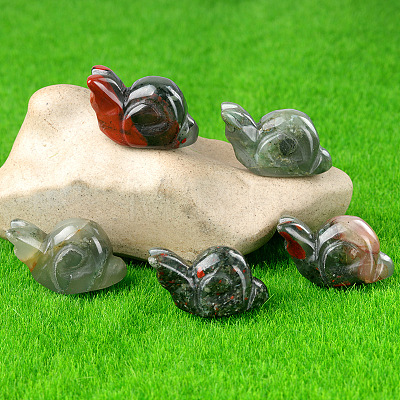 Natural Africa Bloodstone Carved Healing Snail Figurines PW-WG23180-12-1