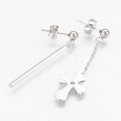 (Jewelry Parties Factory Sale)304 Stainless Steel Dangle Stud Earrings EJEW-G225-03P-1
