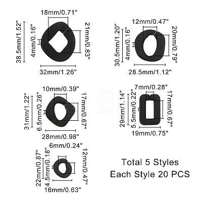   100Pcs 5 Styles Rubberized Style Acrylic Linking Rings OACR-PH0001-54-1