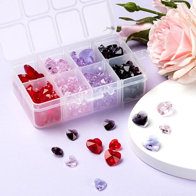 240Pcs 8 Style Romantic Valentines Ideas Glass Charms GLAA-LS0001-06-1
