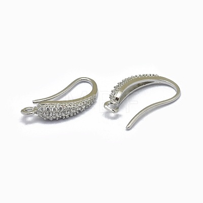 Brass Micro Pave Cubic Zirconia Earring Hooks ZIRC-L079-01P-1