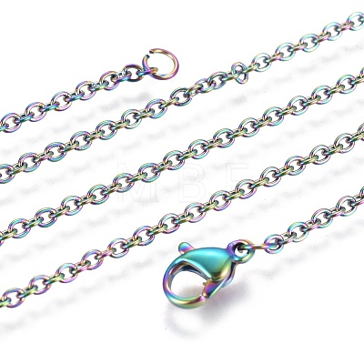 Ion Plating(IP) 304 Stainless Steel Cross Chain Necklaces NJEW-F262-03-B-1