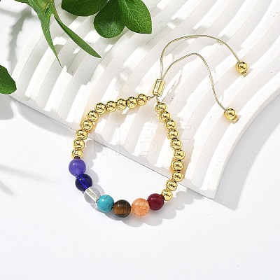 Long-Lasting Plated Brass Beads Slider Bracelets for Women BJEW-K268-02G-1