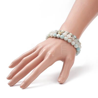 Natural Amazonite & White Moonstone Beaded Bracelets BJEW-JB09042-1