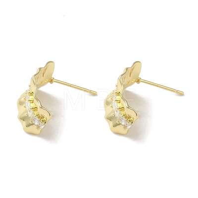 Brass Micro Pave Cubic Zirconia Studs Earrings Findings KK-K371-25G-1