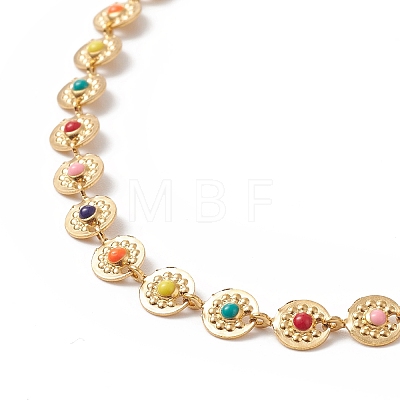 Colorful Enamel Flower Link Chain Necklace NJEW-JN04233-1