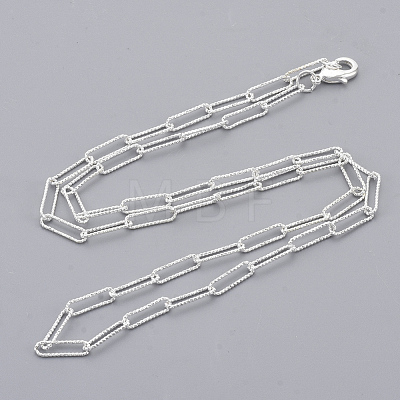 Brass Textured Paperclip Chain Necklace Making MAK-S072-03A-S-1