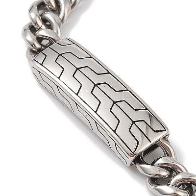 304 Stainless Steel Curved Rectangle Link Chain Bracelets for Men BJEW-B096-40AS-1