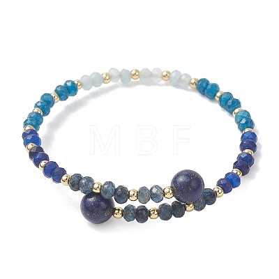 Dyed Natural Malaysia Jade & Brass Beaded Bangles for Women BJEW-JB13343-03-1