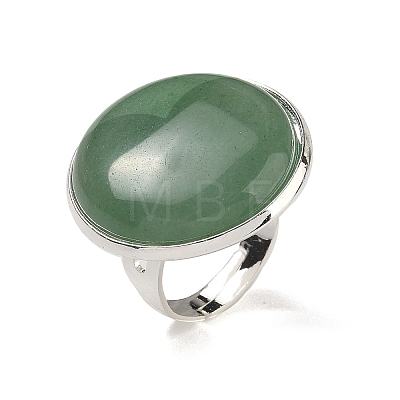 Natural Green Aventurine Round Adjustable Rings RJEW-K371-09S-13-1