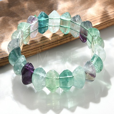 Bicone Natural Fluorite Beads Stretch Bracelets for Women Men BJEW-C097-05H-1