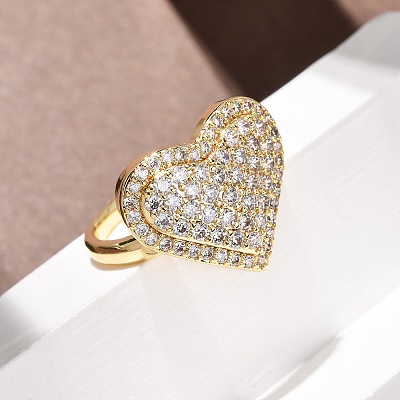 Brass Micro Pave Cubic Zirconia Cuff Open Rings RJEW-F204-07B-G01-1