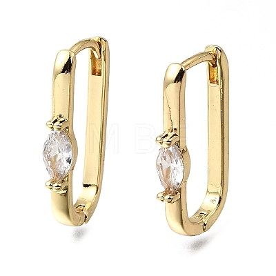 Brass Clear Cubic Zirconia Huggie Hoop Earrings EJEW-G473-03G-1