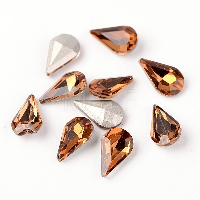 Faceted Teardrop Glass Pointed Back Rhinestone Cabochons RGLA-E004-10x6mm-M-1
