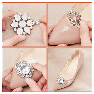 ARRICRAFT 4Pcs 2 Style Flower Glass Rhinestone Shoe Decoration AJEW-AR0001-79A-1