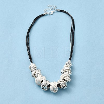 Alloy Knot Beaded Pendant Necklace with Waxed Ropes for Women NJEW-Q391-04S-1