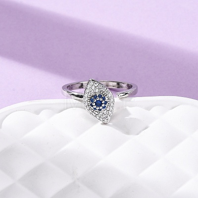 Brass Micro Pave Cubic Zirconia Rotating Cuff Rings RJEW-S636-02P-1