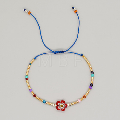 Flower Glass Seed Bead & Glass Beads Braided Bead Bracelets NS0067-1-1
