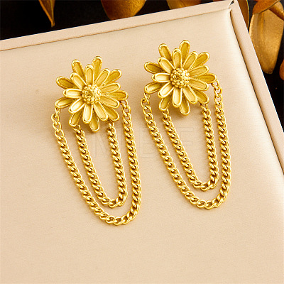 304 Stainless Steel Chain Tassel Stud Earrings FS-WGE7D75-01-1
