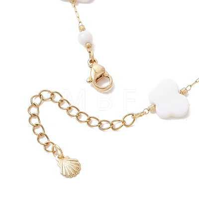 Summer Beach Natural White Shell Link Chain Anklets AJEW-AN00771-03-1