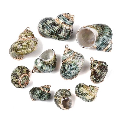 Electroplate Natural Spiral Shell Pendants SSHEL-Q100-55G-1
