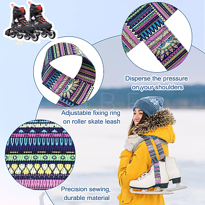 CRASPIRE 4Pcs 4 Colors Printed Polyester Cotton Ice Skate Shoulder Strap AJEW-CP0001-90-1