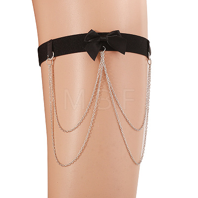 Imitation Leather Bowknot Tassel Alloy Leg Chain WGF1871-05-1